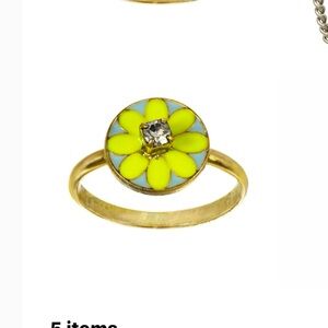 TOVA Enamel Flower Ring with Crystal Accent